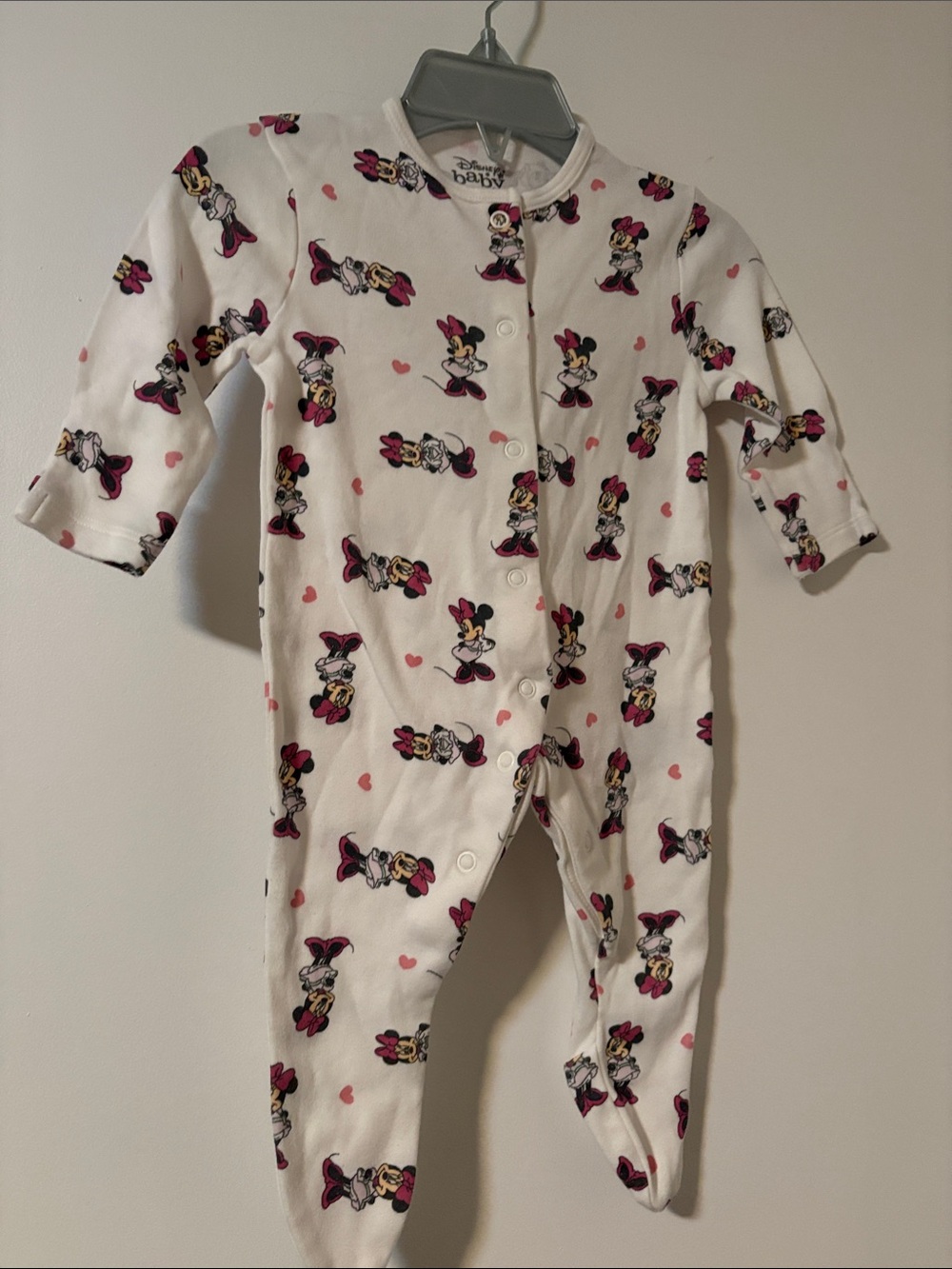 Disney Minnie Mouse White Footed One-Piece with Pink Accents